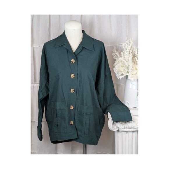 Cara Cara Forest Green Oversized Jacket Size M NWOT - Picture 2 of 8